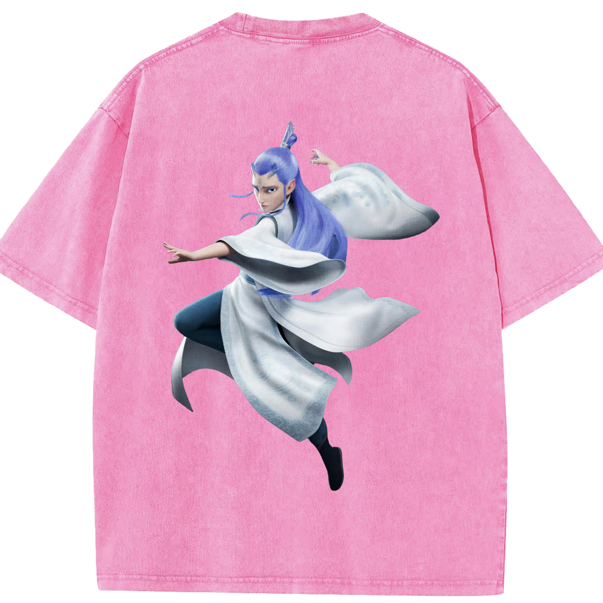 （画像用） Ne Zha 2 ナタ 魔童の大暴れ 綿100% ヴィンテージ風 半袖Tシャツ（背面プリント）